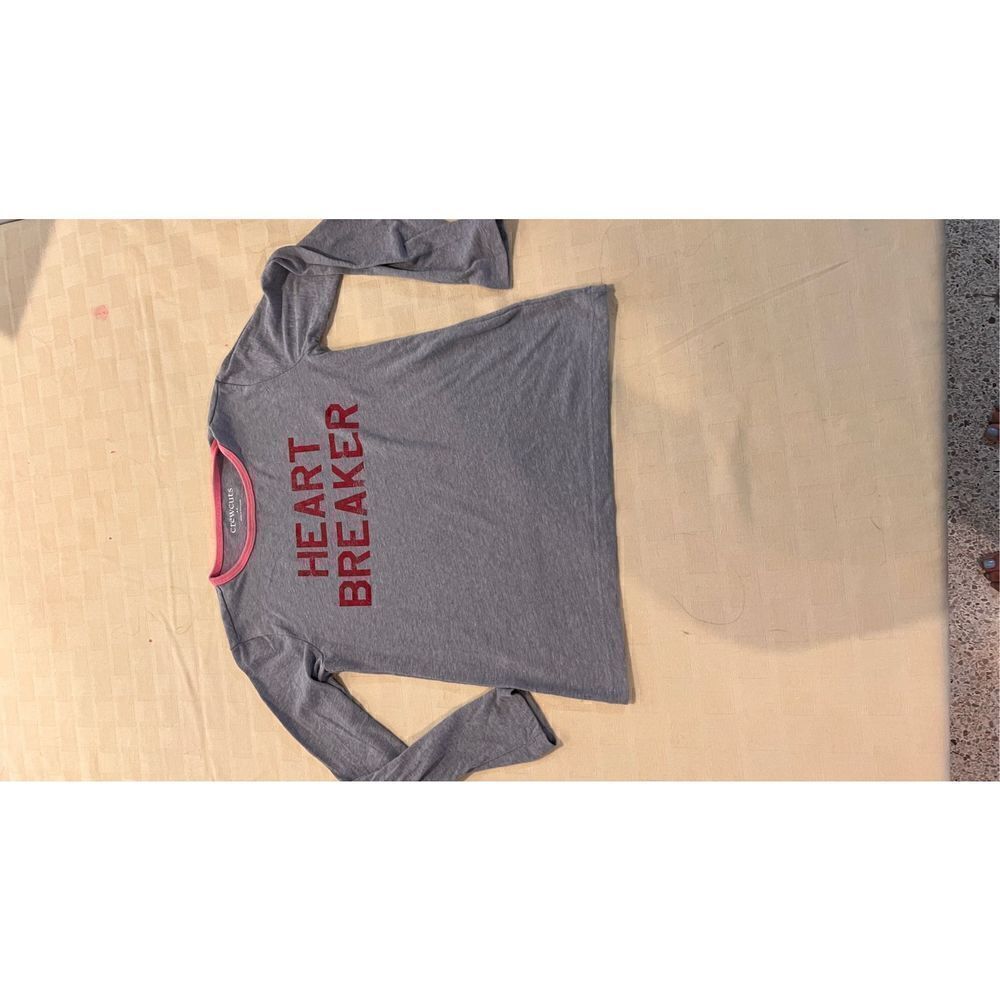 Crewcuts by J.Crew Women's Heartbreaker Spellout Long Sleeve Tee Gray Size Small